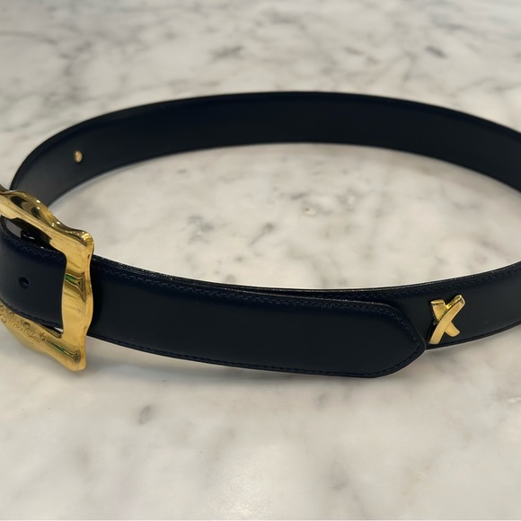 Paloma Picasso Women’s Navy / Black Leather Belt - SIZE M (75) - Picture 4 of 14